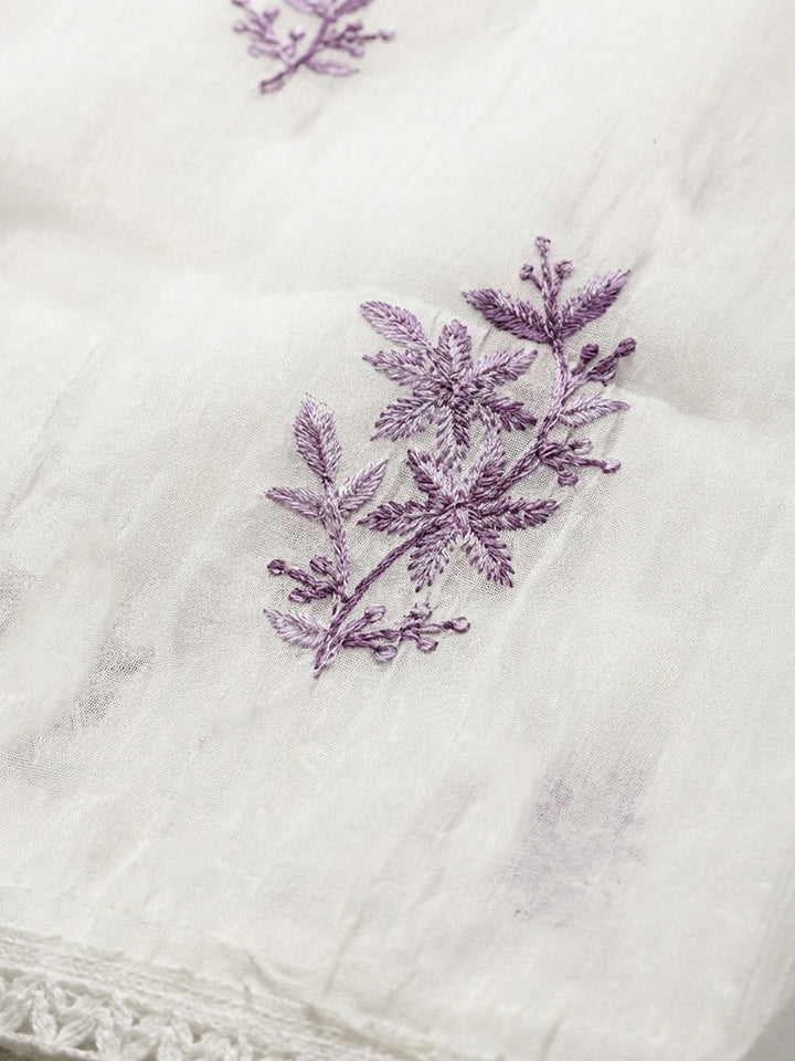 Purple Embroidery Chanderi Unstitched Dress Material