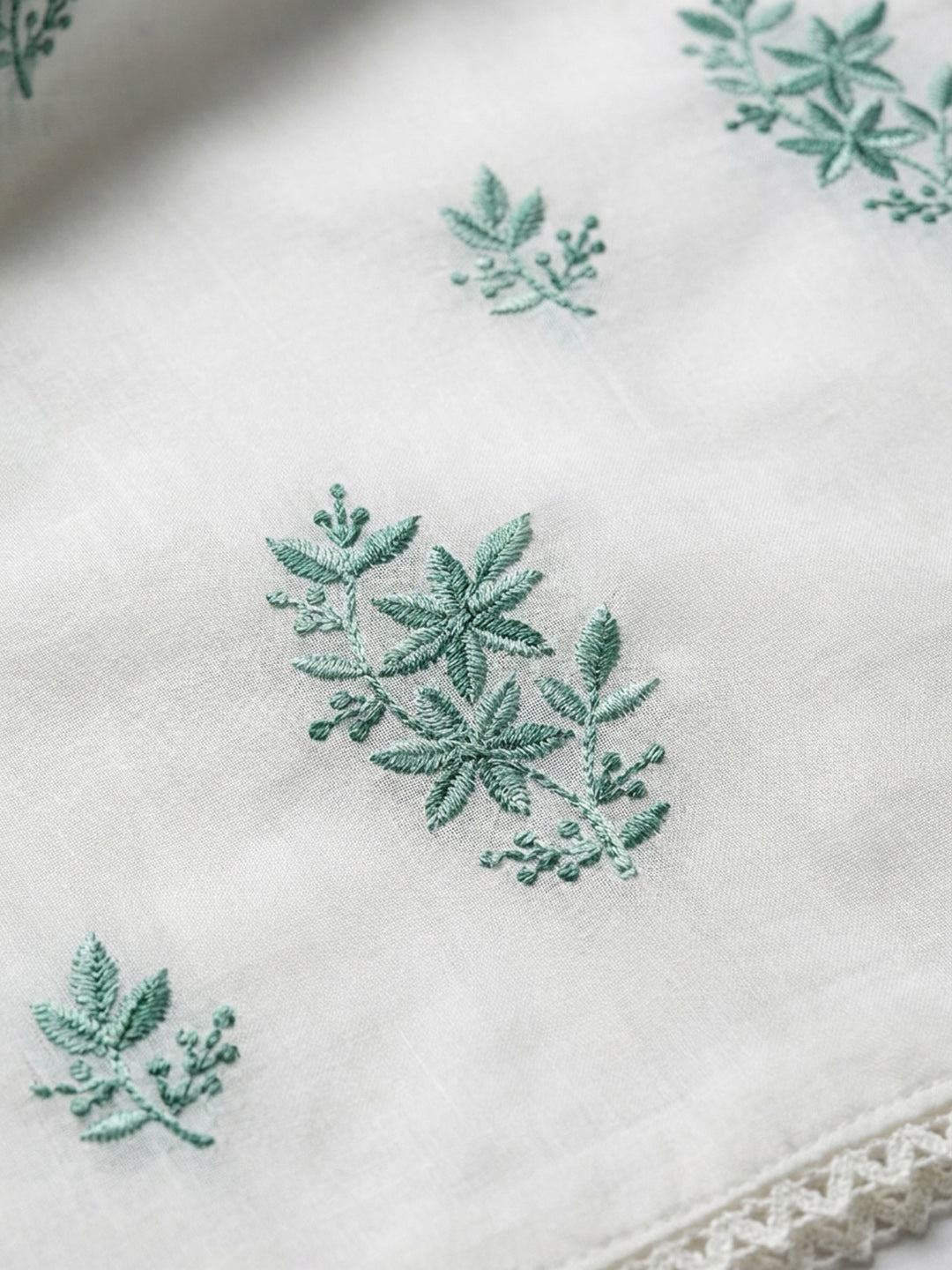 Rama Green Embroidery Chanderi Unstitched Dress Material