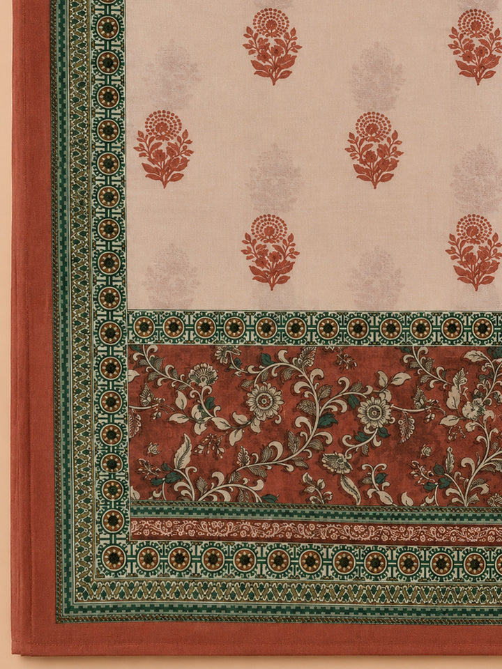 Rust Printed Chanderi Unstitched Dress Material