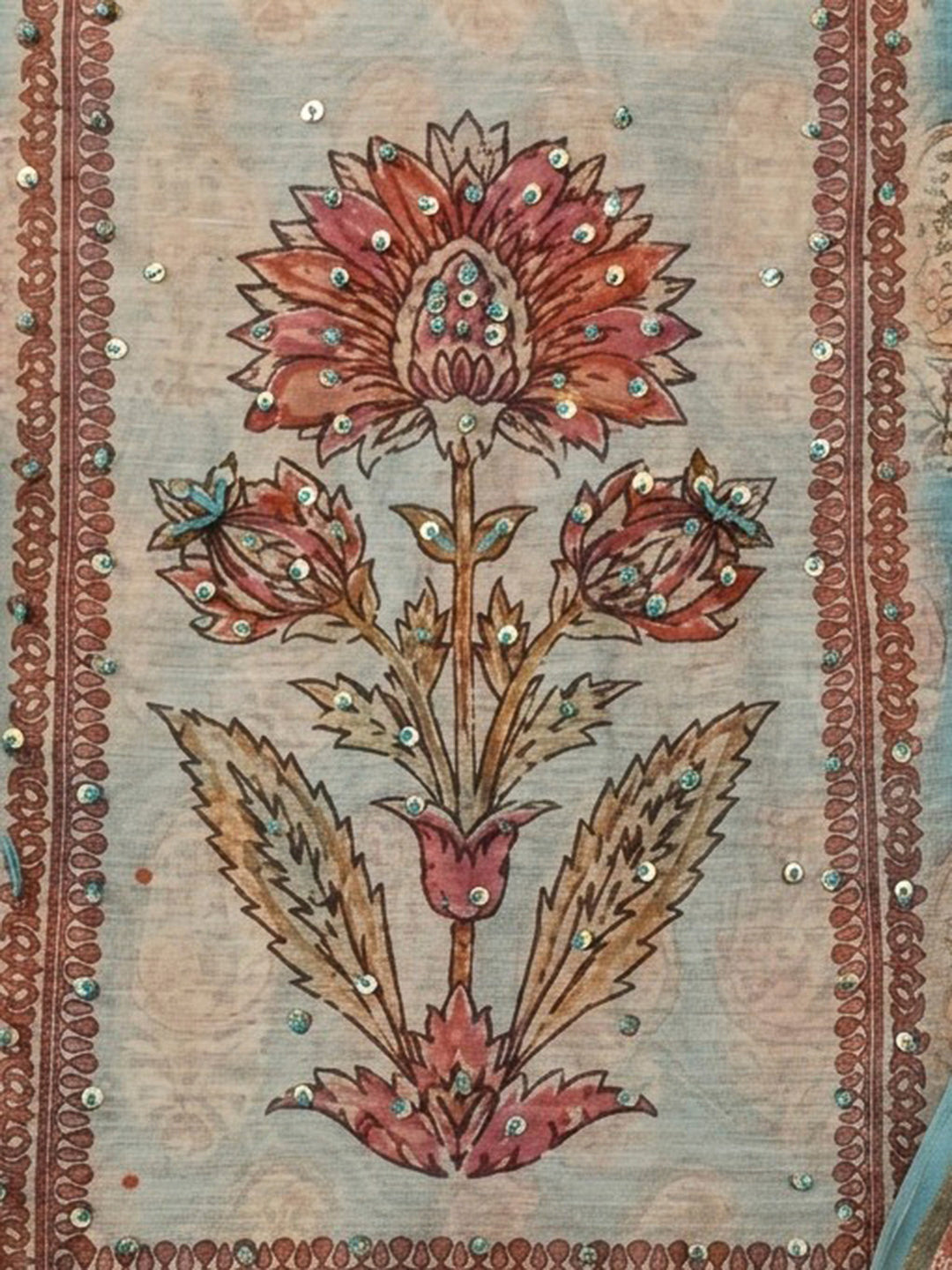 Firozee Printed Chanderi Unstitched Dress Material