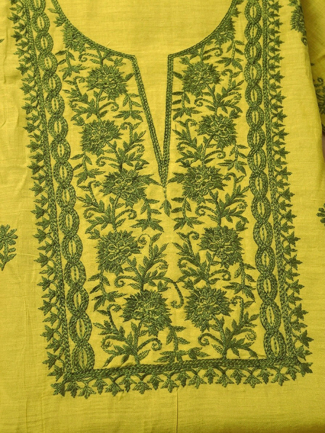 Lemon Embroidery Chanderi Unstitched Dress Material