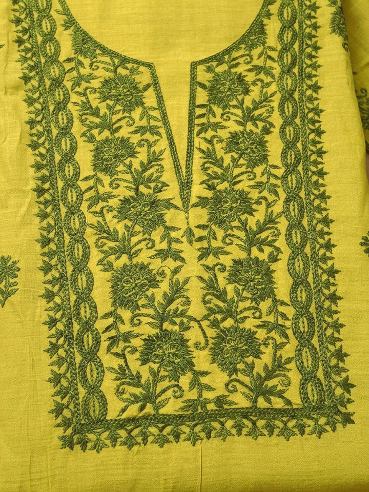 Lemon Embroidery Chanderi Unstitched Dress Material