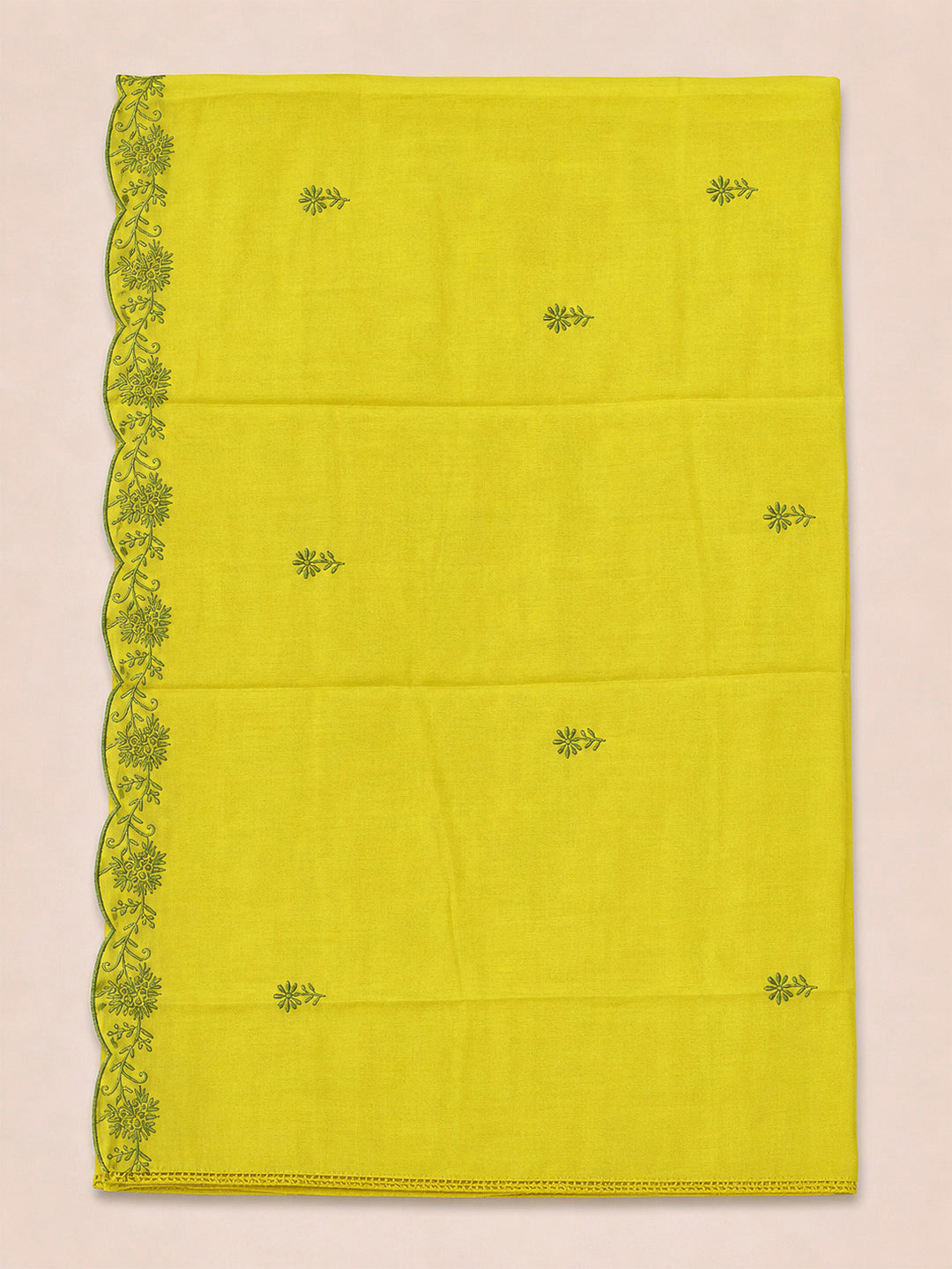 Lemon Embroidery Chanderi Unstitched Dress Material