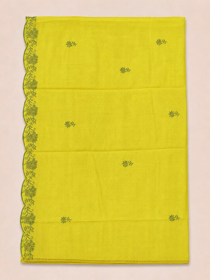 Lemon Embroidery Chanderi Unstitched Dress Material