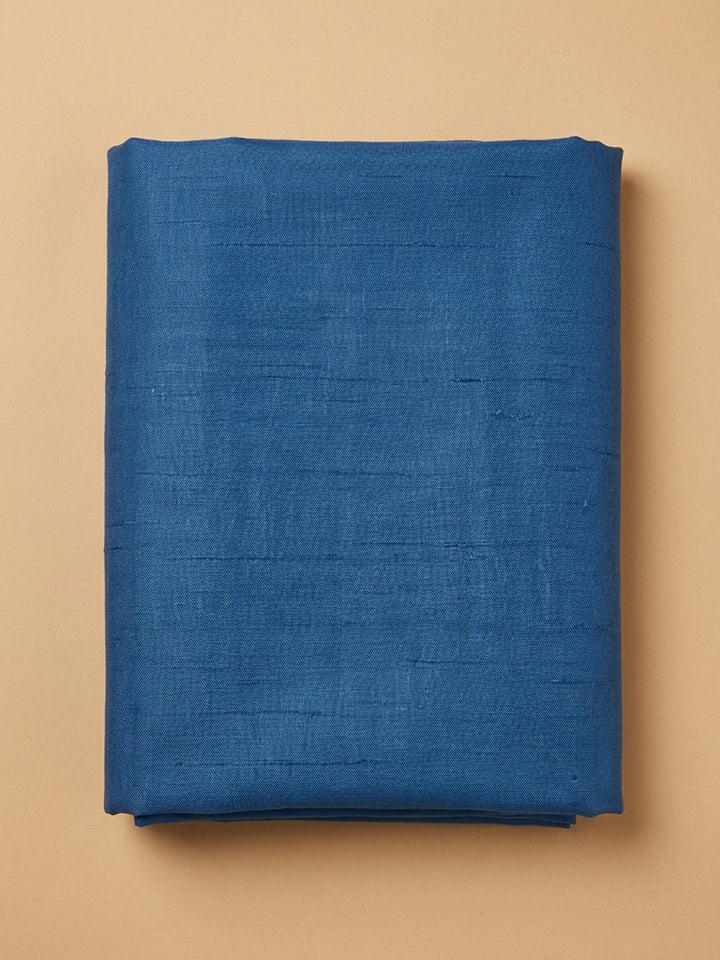 Blue Printed Chanderi Unstitched Dress Material