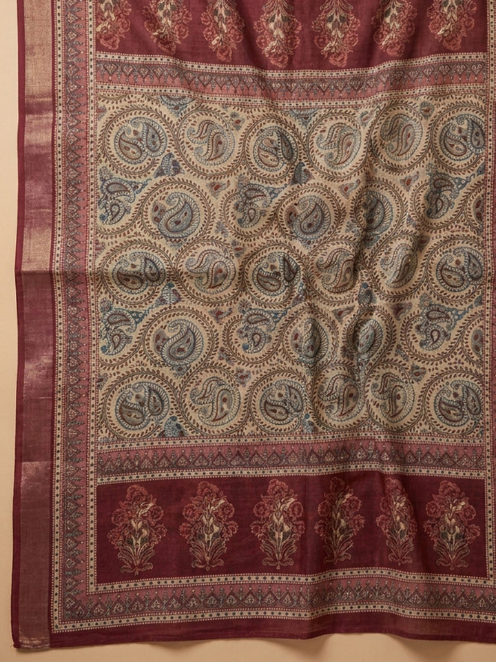 Onion Pink Printed Chanderi Unstitched Dress Material