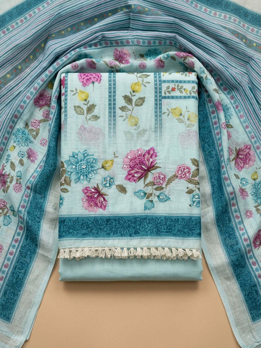 Firozee Printed Linen Blend Unstitched Dress Material