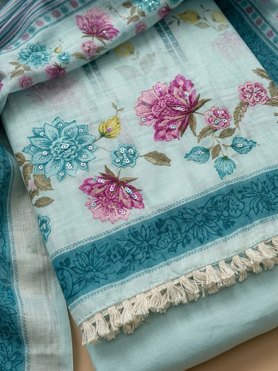 Firozee Printed Linen Blend Unstitched Dress Material