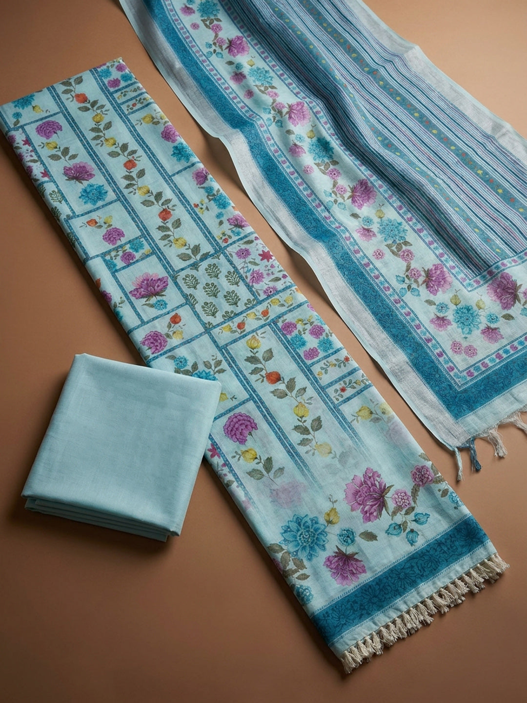Firozee Printed Linen Blend Unstitched Dress Material
