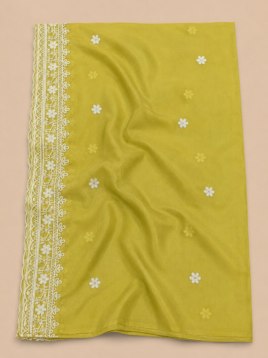 Lemon Embroidery Cotton Blend Unstitched Dress Material