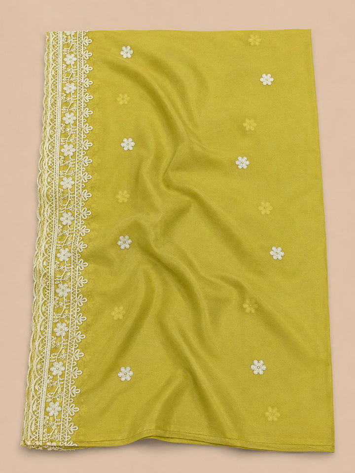 Lemon Embroidery Cotton Blend Unstitched Dress Material