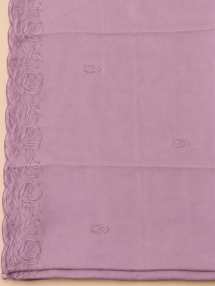 Purple Embroidery Chanderi Unstitched Dress Material