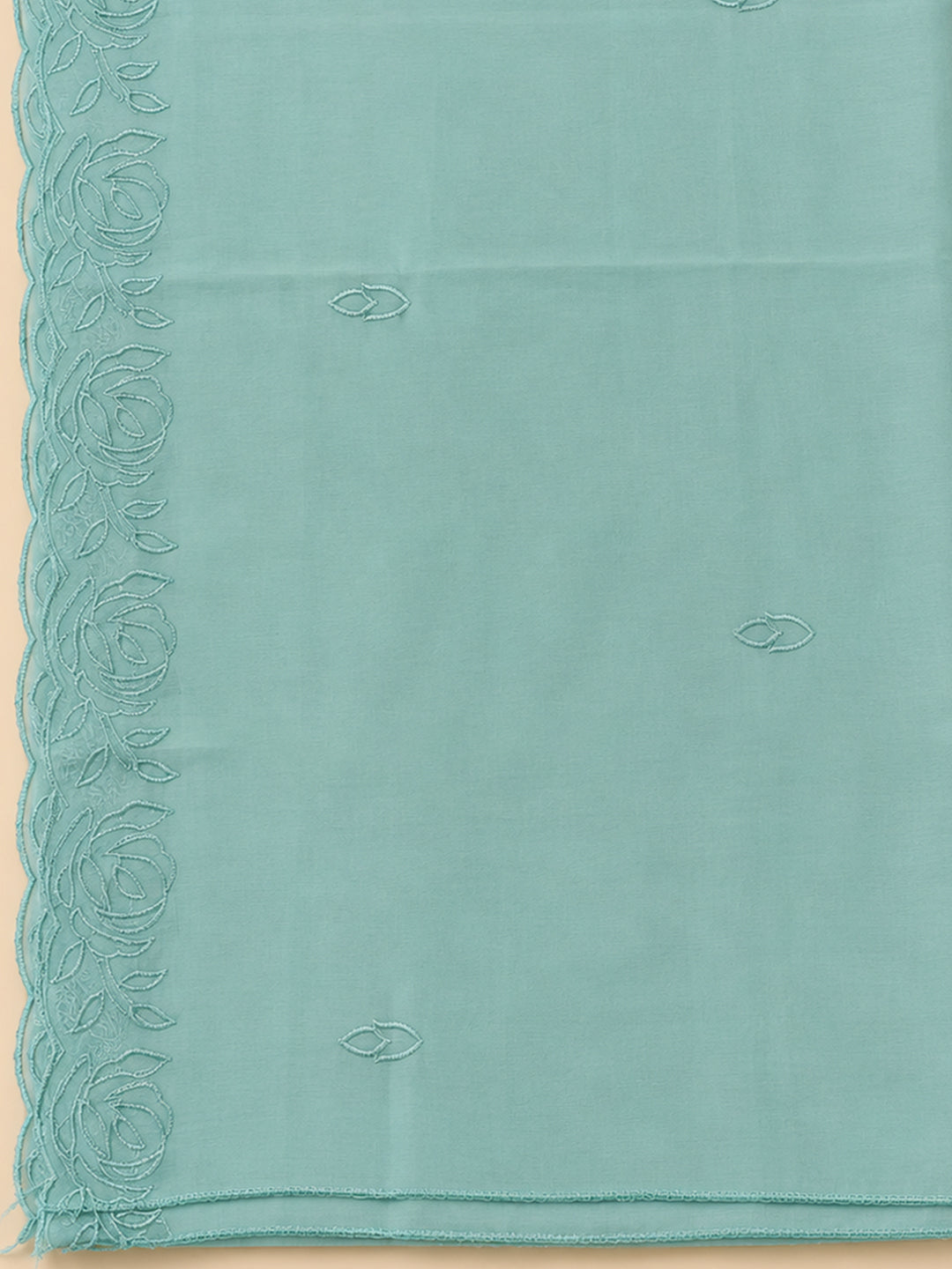 Sea Green Embroidery Chanderi Unstitched Dress Material