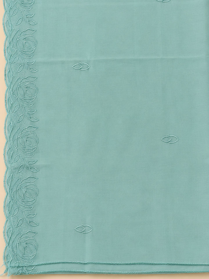 Sea Green Embroidery Chanderi Unstitched Dress Material