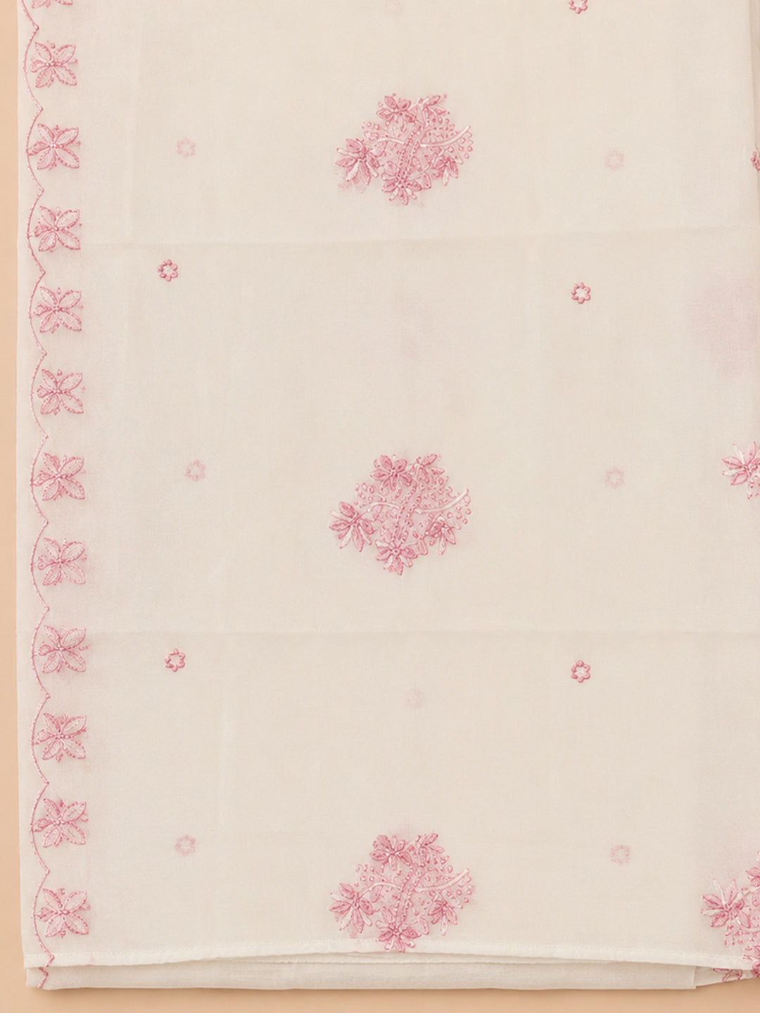 Pink Embroidery Chanderi Unstitched Dress Material
