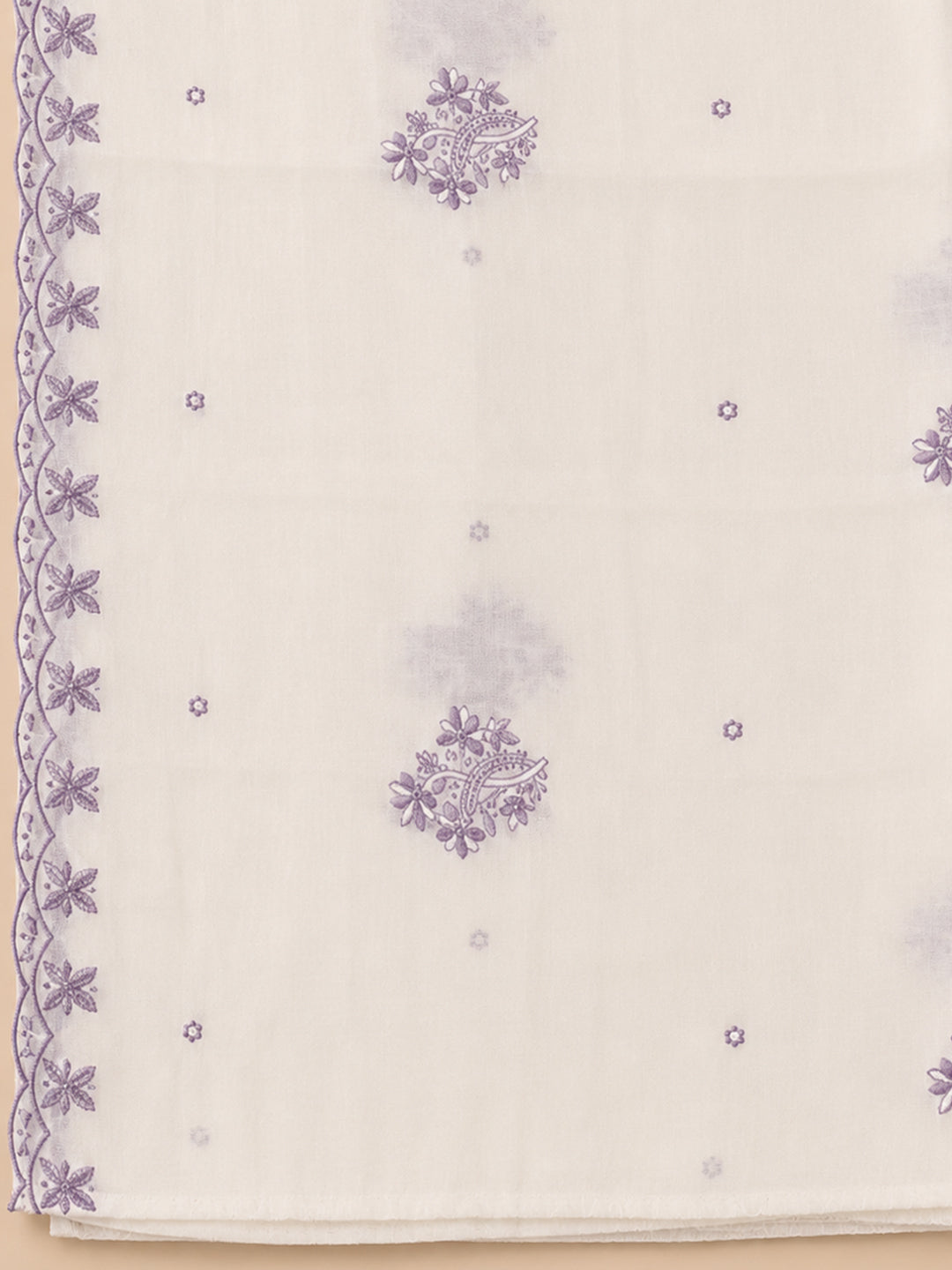 Purple Embroidery Chanderi Unstitched Dress Material