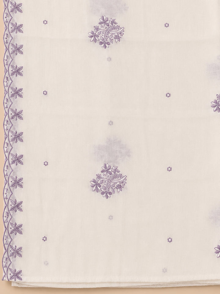 Purple Embroidery Chanderi Unstitched Dress Material