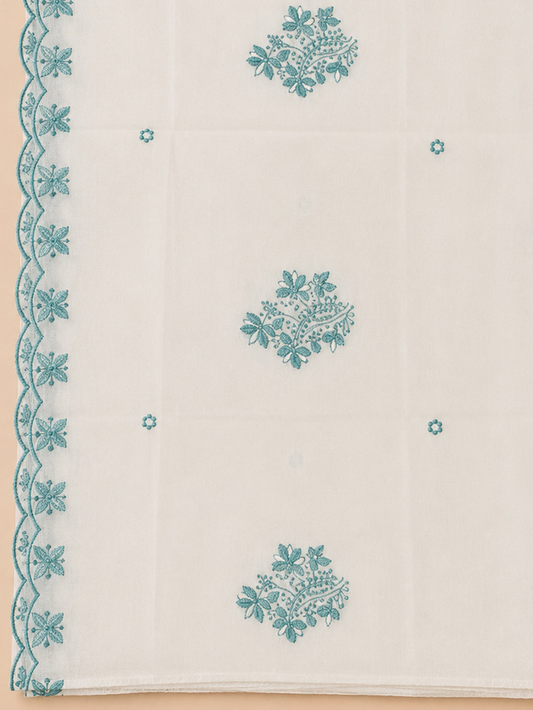 Sea Green Embroidery Chanderi Unstitched Dress Material