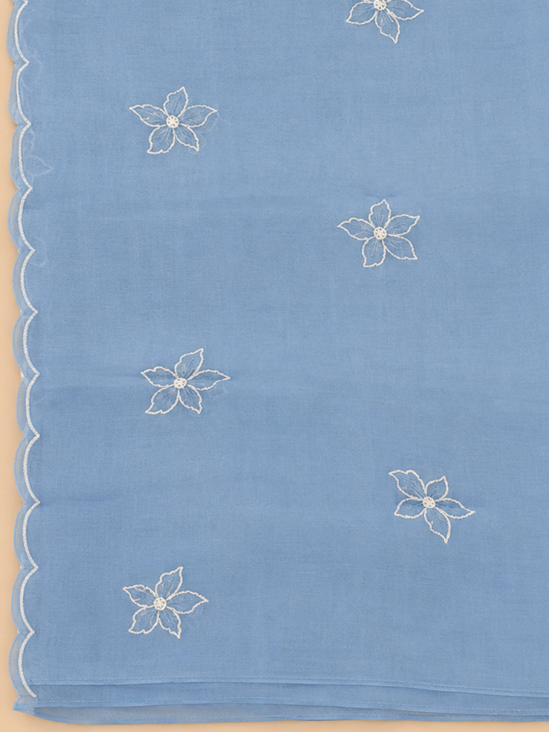 Blue  Chanderi Unstitched Dress Material