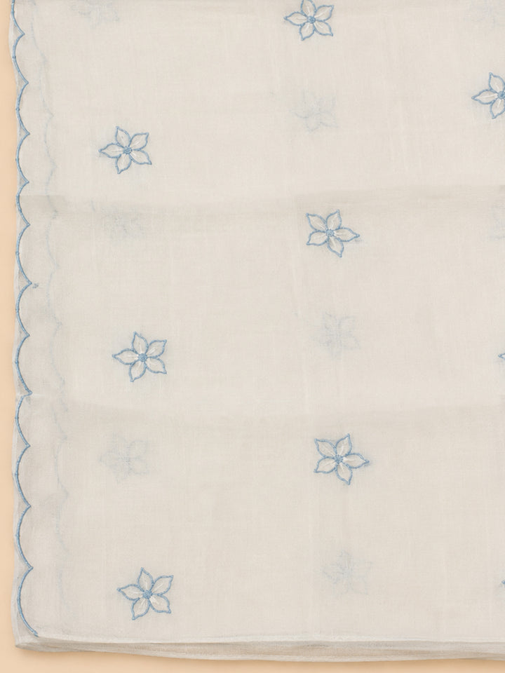 Off White  Chanderi Unstitched Dress Material
