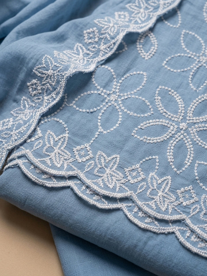 Grey  Chanderi Unstitched Dress Material