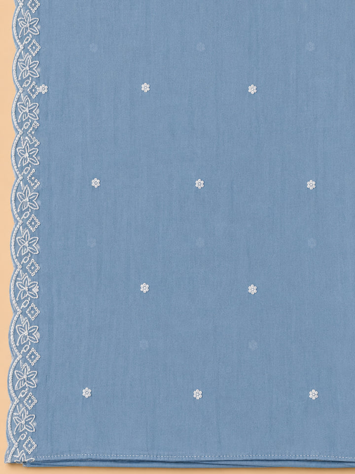 Grey  Chanderi Unstitched Dress Material