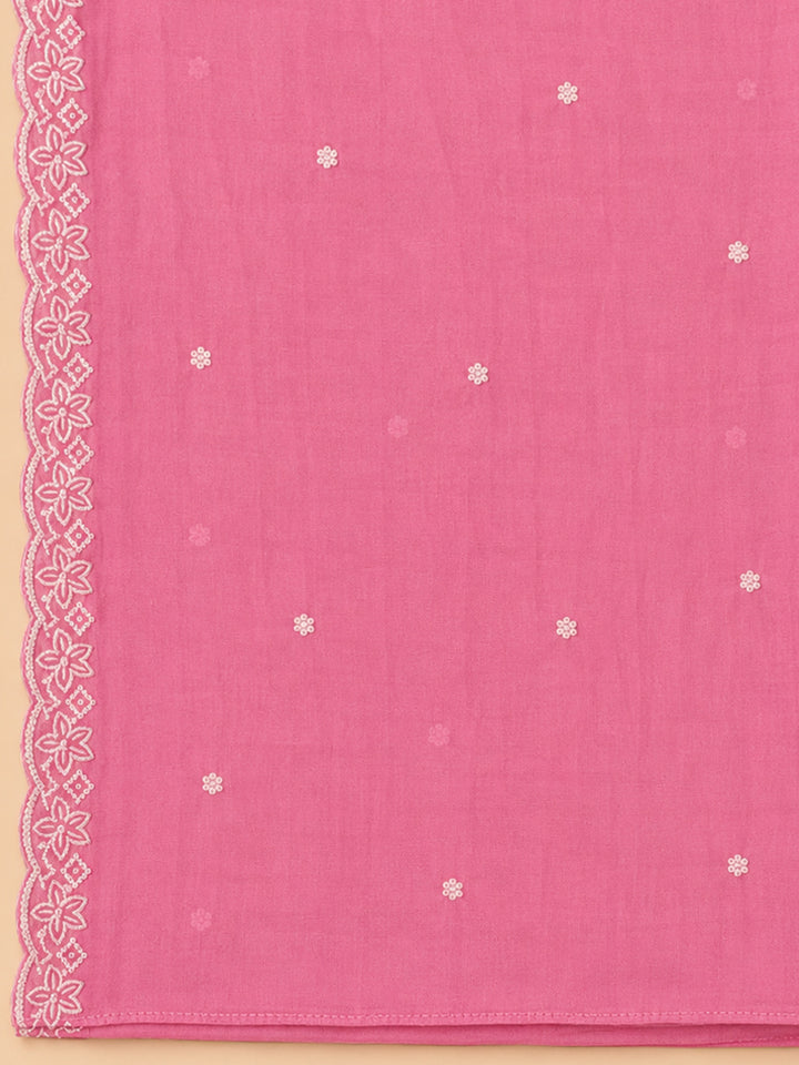 Pink  Chanderi Unstitched Dress Material