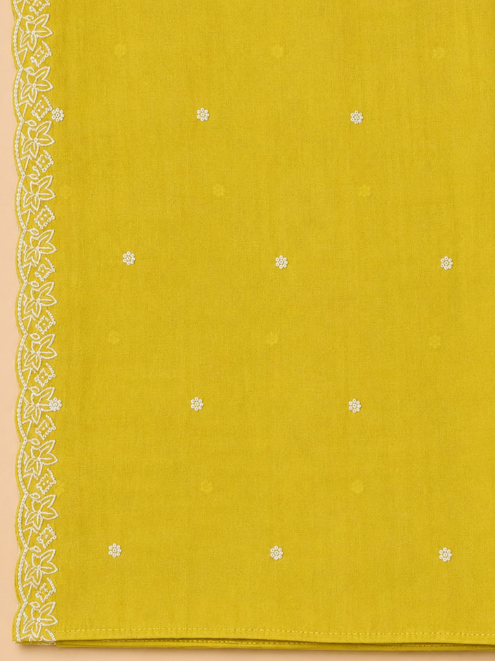 Yellow  Chanderi Unstitched Dress Material