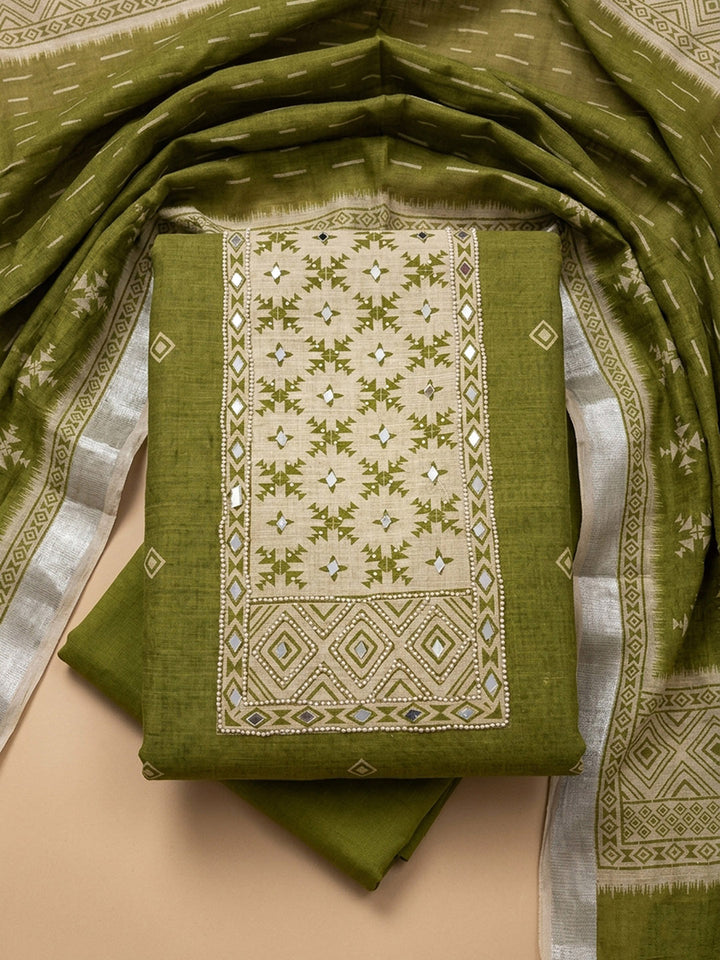 Mehndi  Chanderi Unstitched Dress Material
