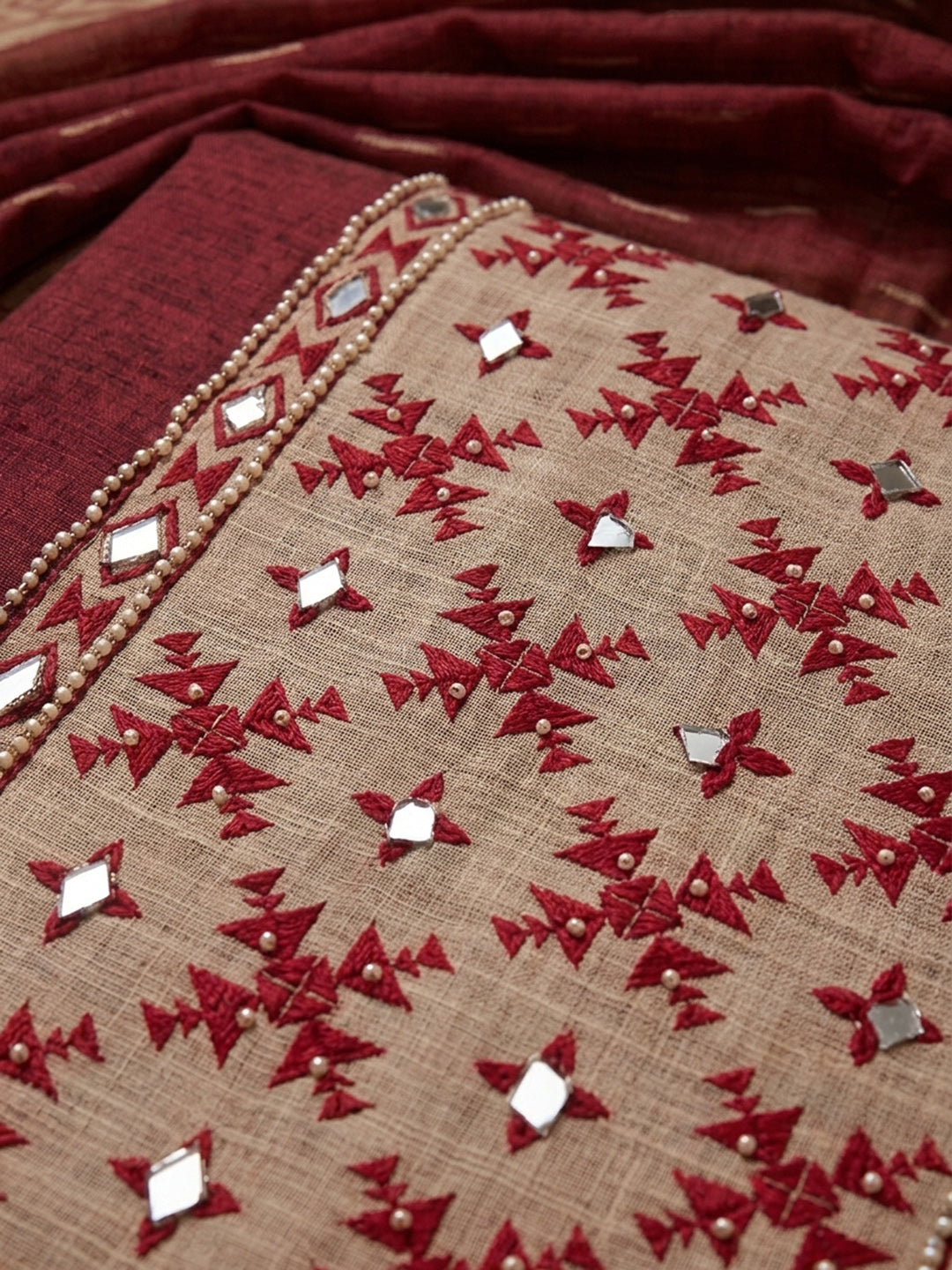 Onion Pink  Chanderi Unstitched Dress Material
