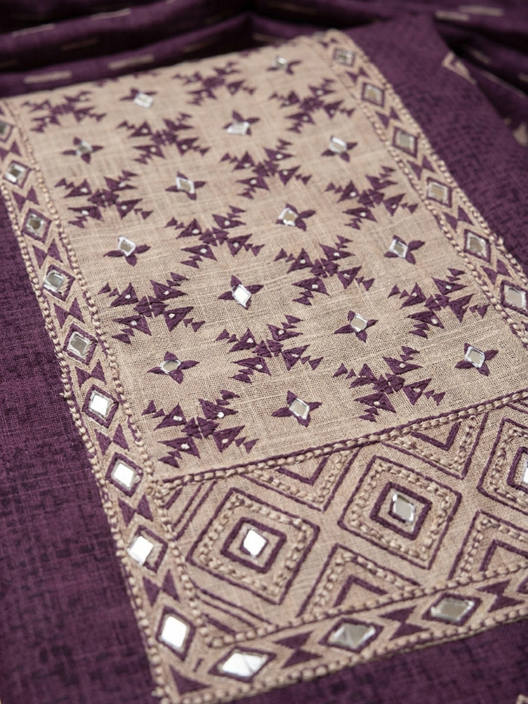 Purple  Chanderi Unstitched Dress Material