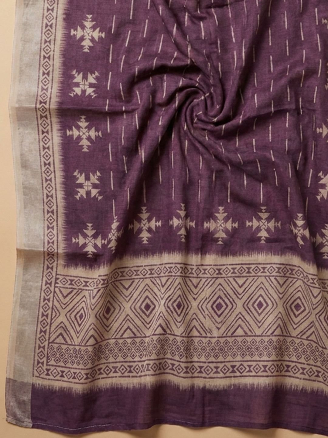 Purple  Chanderi Unstitched Dress Material