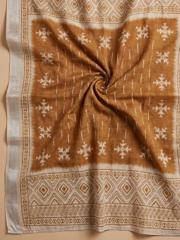 Rust  Chanderi Unstitched Dress Material