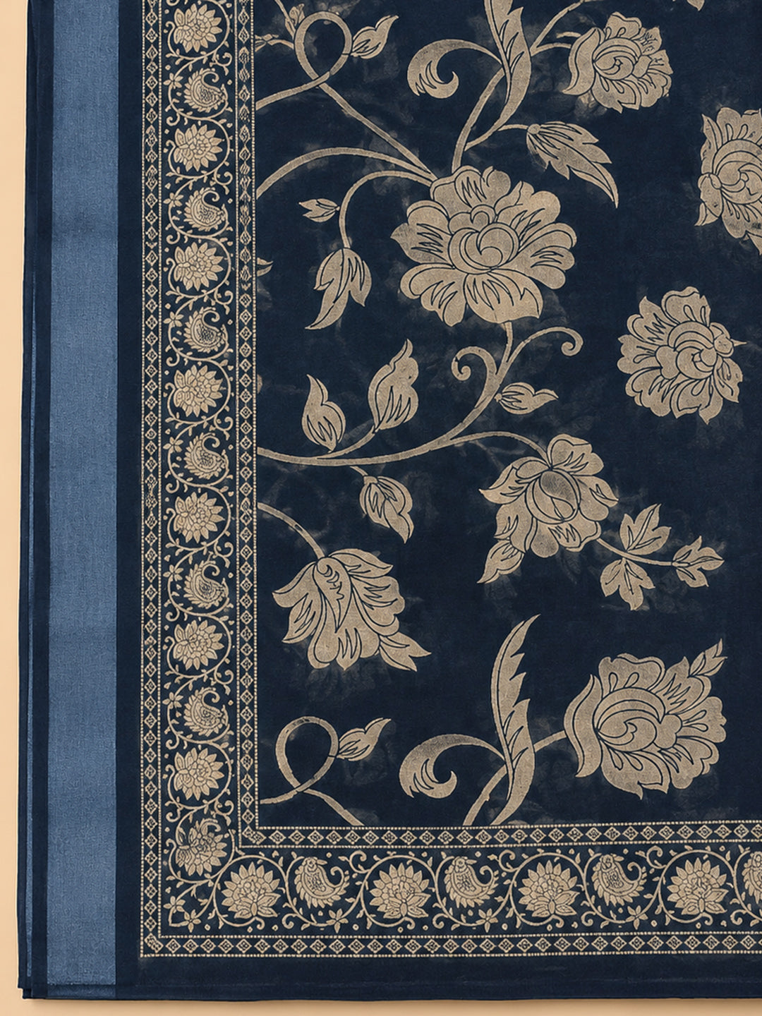 Indigo  Linen Blend Unstitched Dress Material