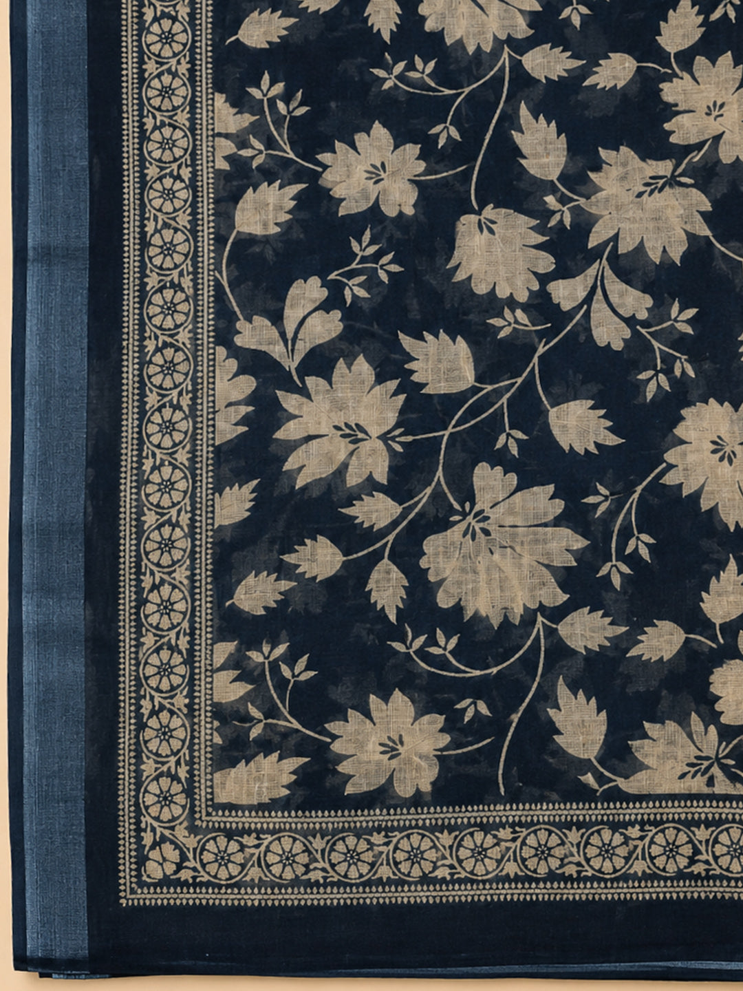 Indigo  Linen Blend Unstitched Dress Material
