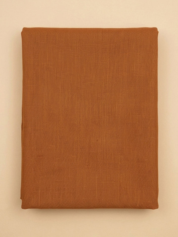 Rust Printed Linen Unstitched Dress Material