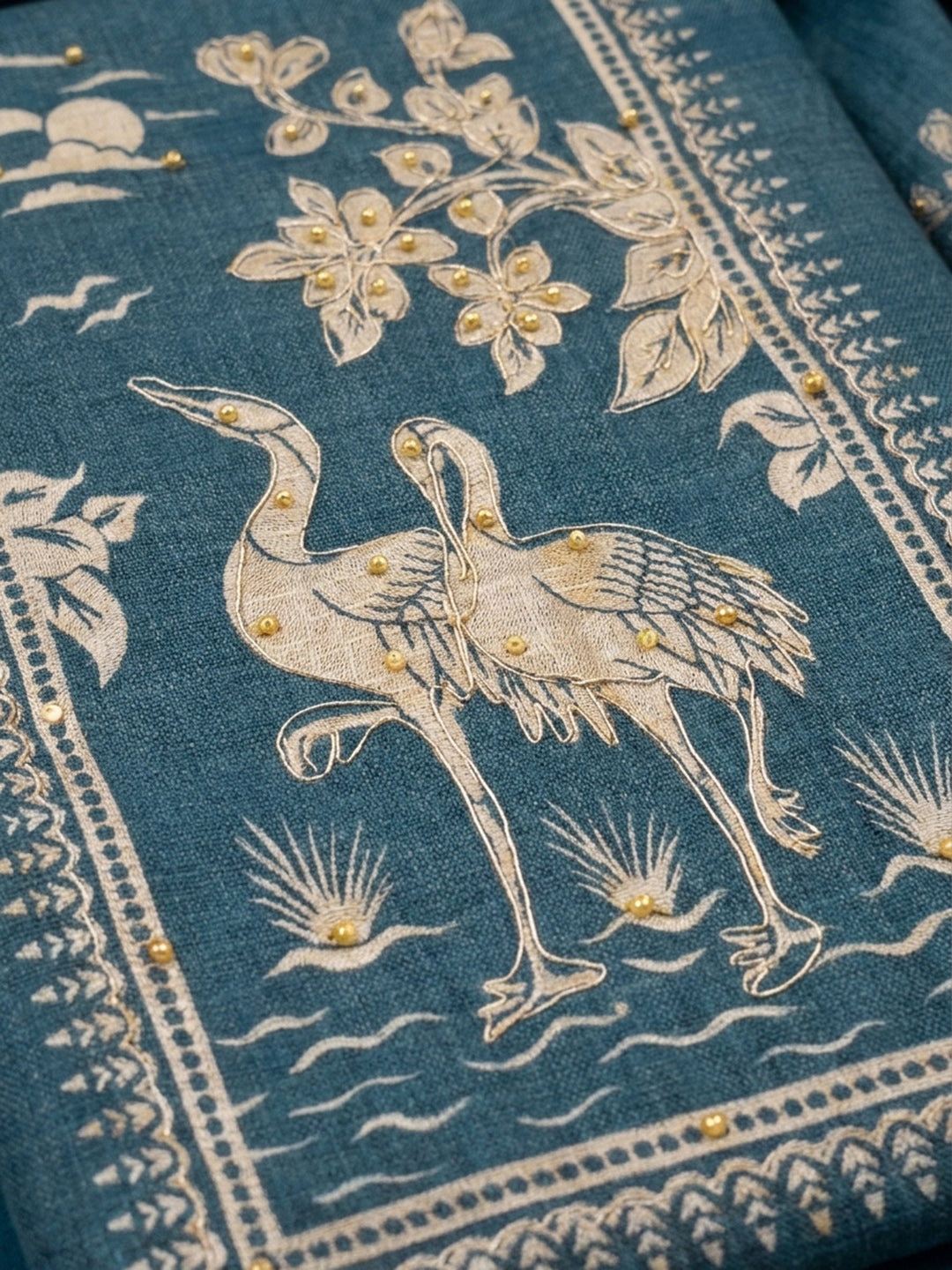 Blue  Chanderi Unstitched Dress Material