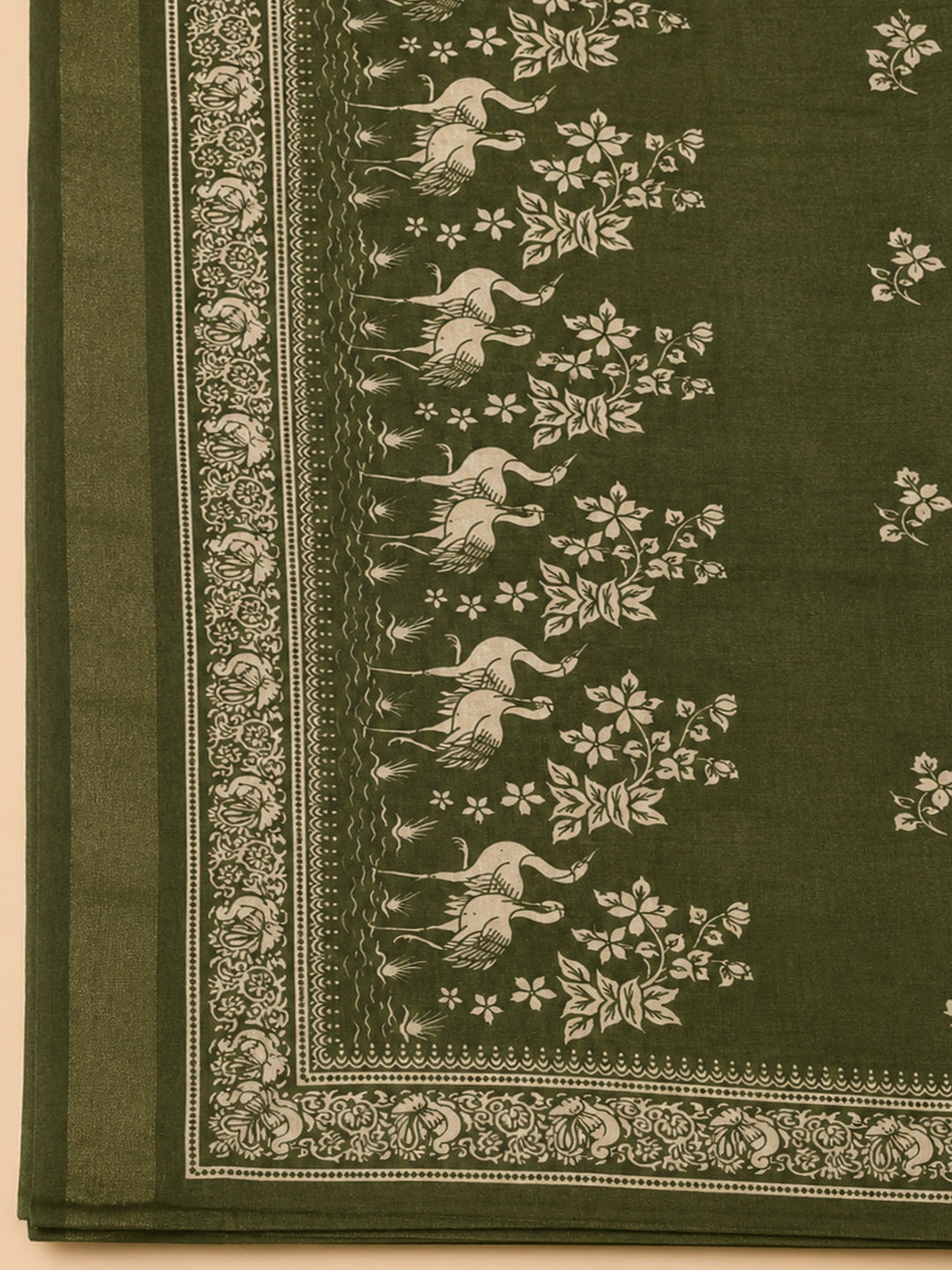 Green  Chanderi Unstitched Dress Material