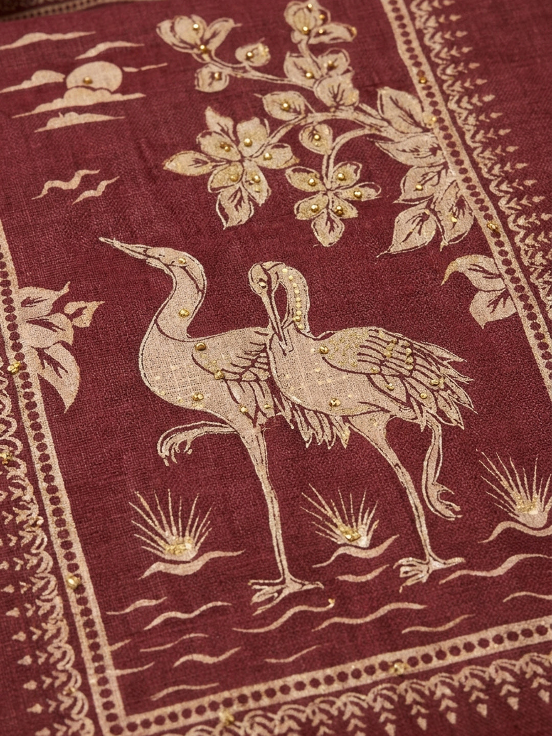 Maroon  Chanderi Unstitched Dress Material