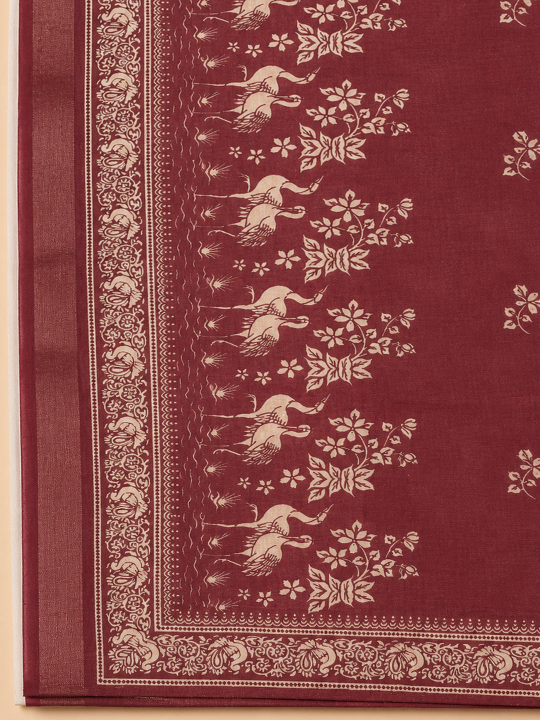 Maroon  Chanderi Unstitched Dress Material