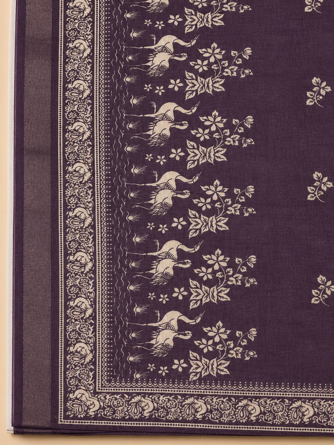Purple  Chanderi Unstitched Dress Material