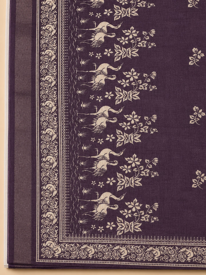 Purple  Chanderi Unstitched Dress Material