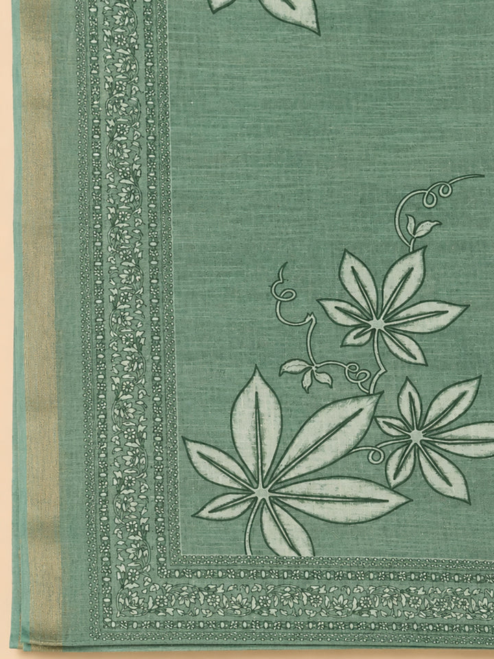 Aqua Green  Chanderi Unstitched Dress Material