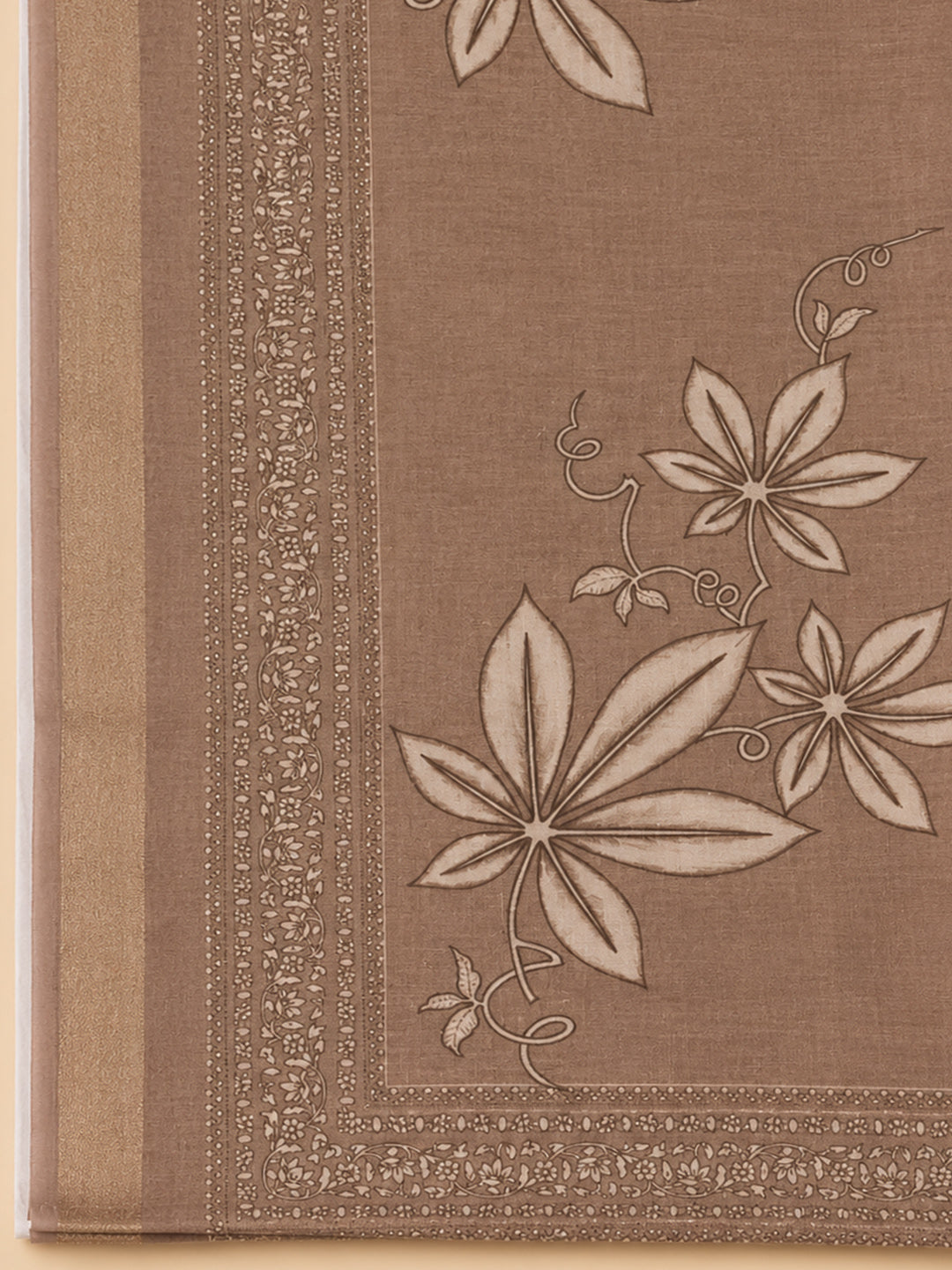 Brown  Chanderi Unstitched Dress Material