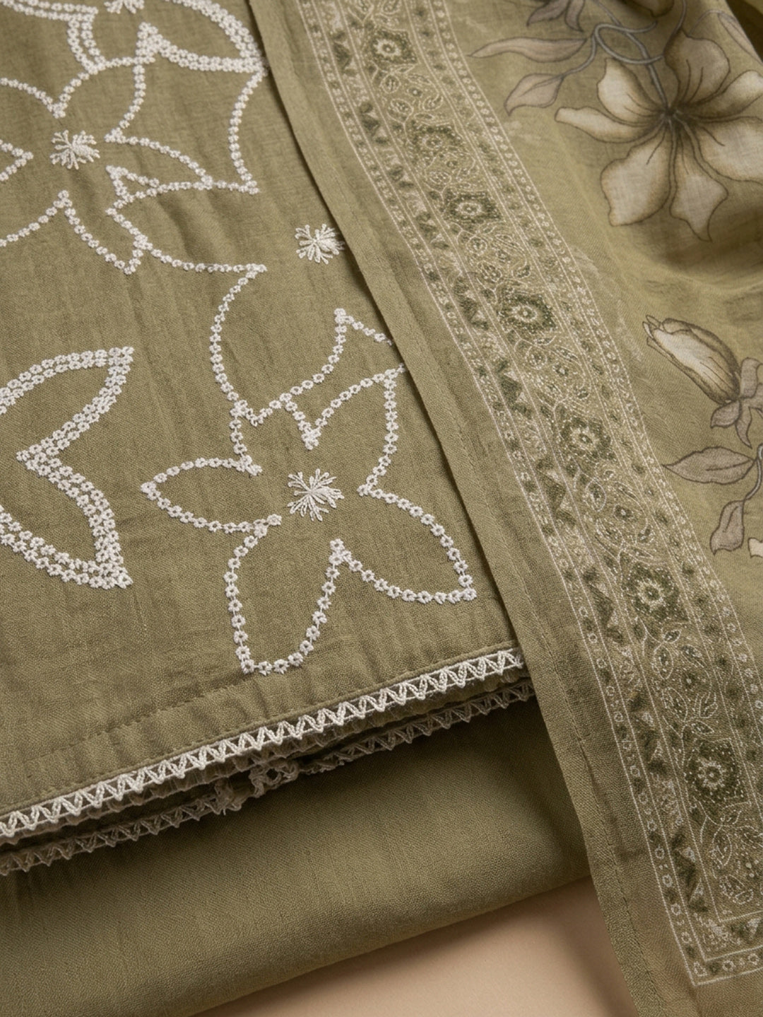Mehndi  Chanderi Unstitched Dress Material