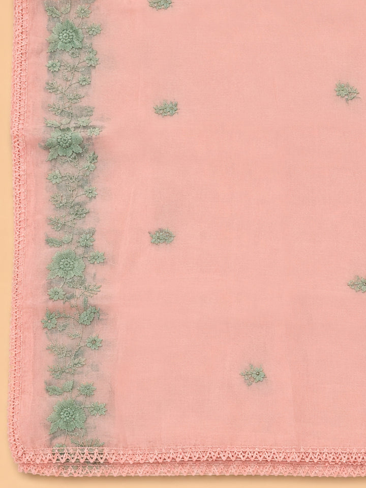 Peach  Cotton Unstitched Dress Material