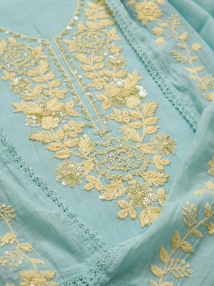 Sky Blue  Cotton Unstitched Dress Material