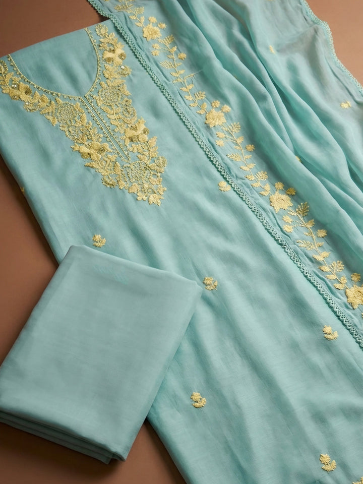 Sky Blue  Cotton Unstitched Dress Material