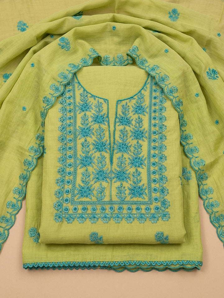 Lemon  Chanderi Unstitched Dress Material