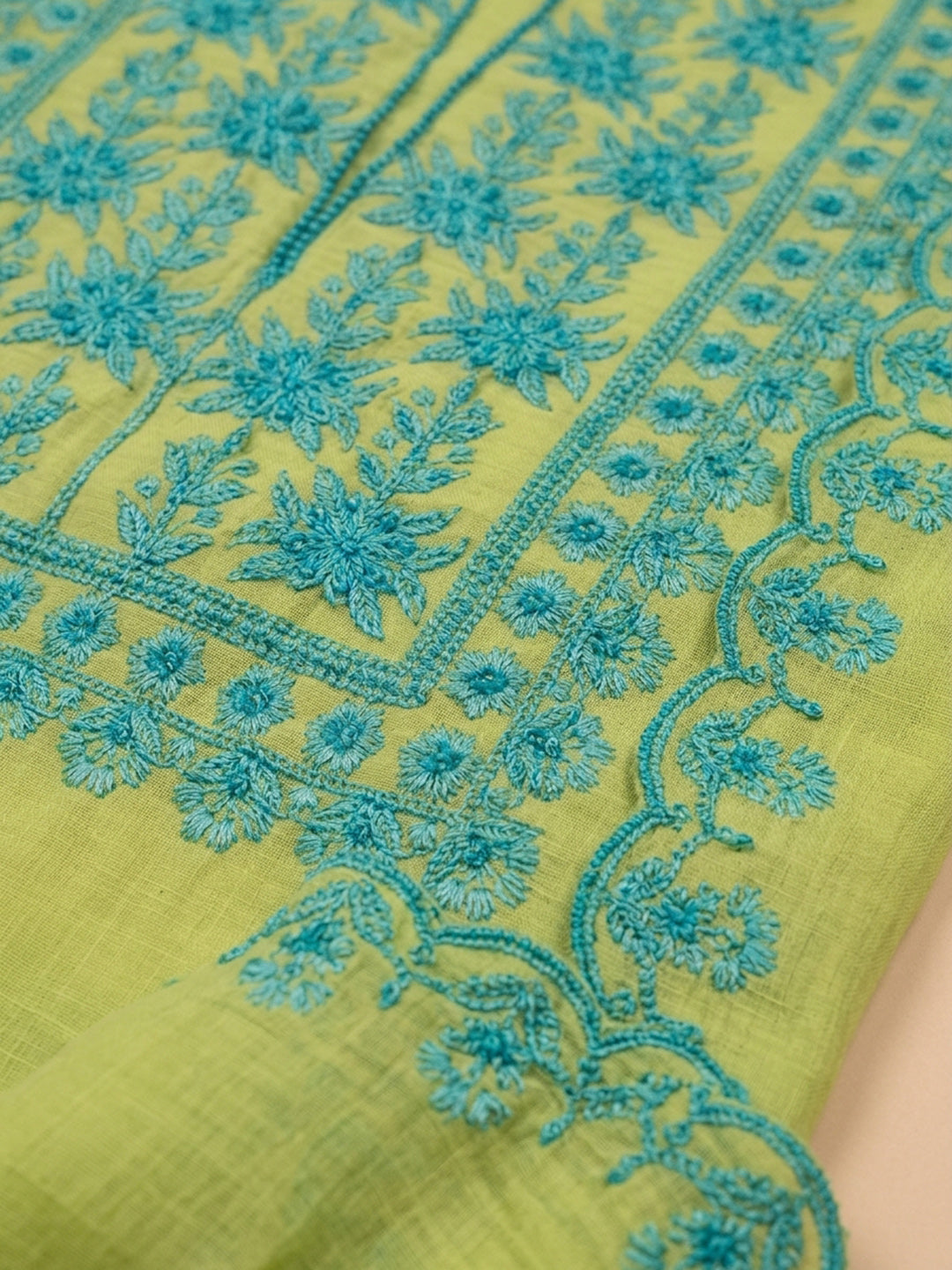 Lemon  Chanderi Unstitched Dress Material